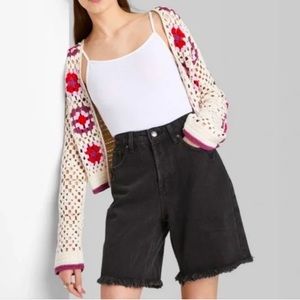 Wild Fable Jean Women's Distressed High Rise Bermuda Shorts Size 12 NWT